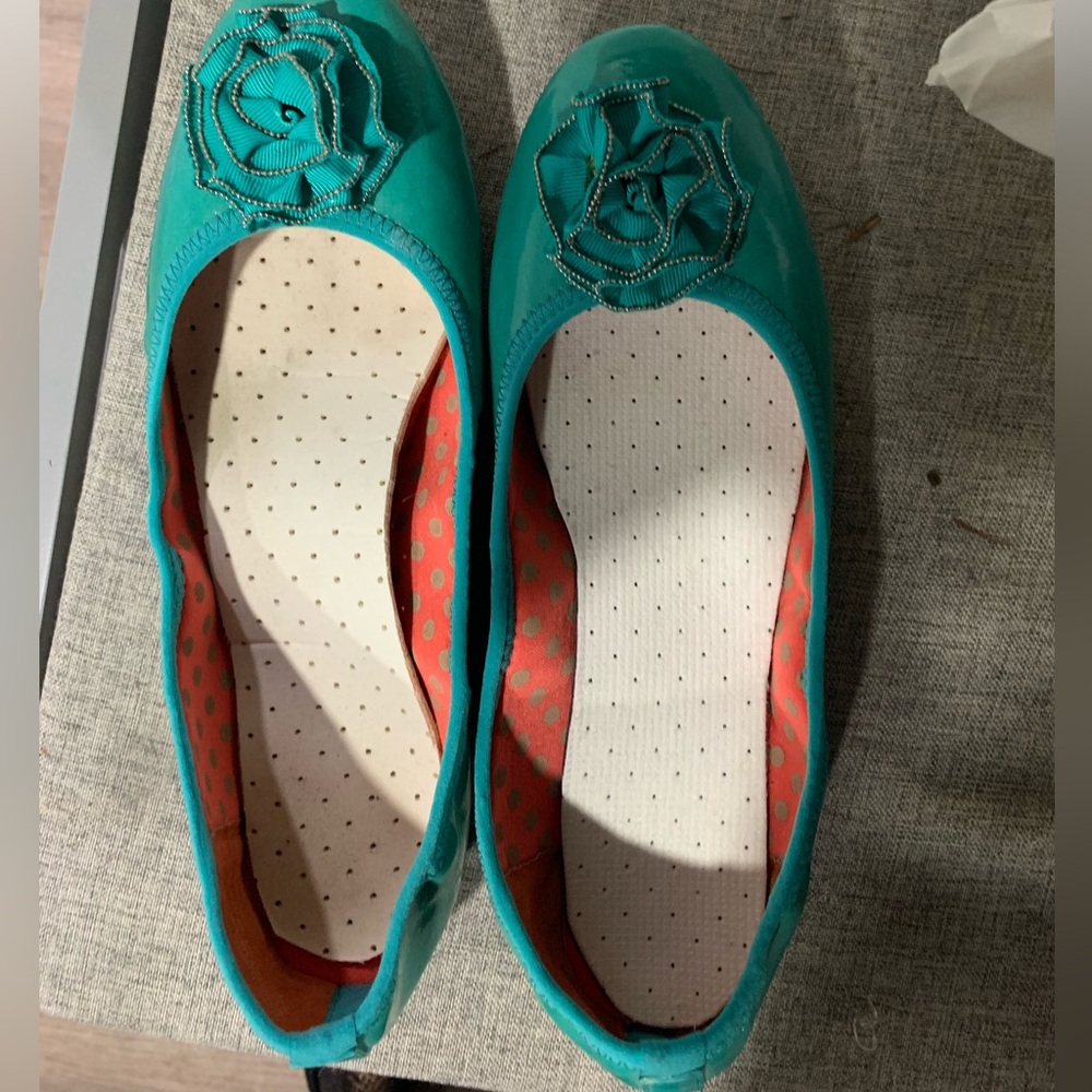 Lindsay Phillips Teal Floral Embellished Women's Shoes